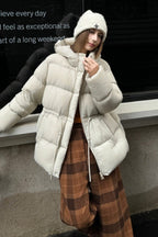 Premium White Duck Down Trench Puffer Jacket