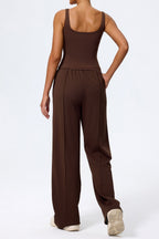 Relaxed Straight Leg  High Waist Knit Pants