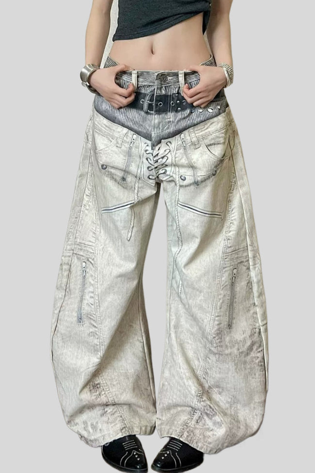 Digital Graphic Low Rise Straight Leg Jeans Main image