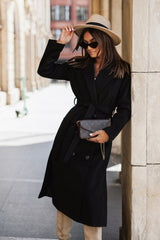 Blazer Lapel Belted Wool Sleeve Overcoat