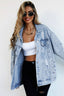 Distressed Utility Denim Jacket Blue / XS
