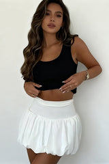 Solid Bubble Hem Mini Corset Waist Skirt