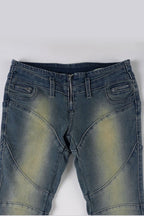 Vintage Panel Low Rise Fitted Straight Leg Jeans