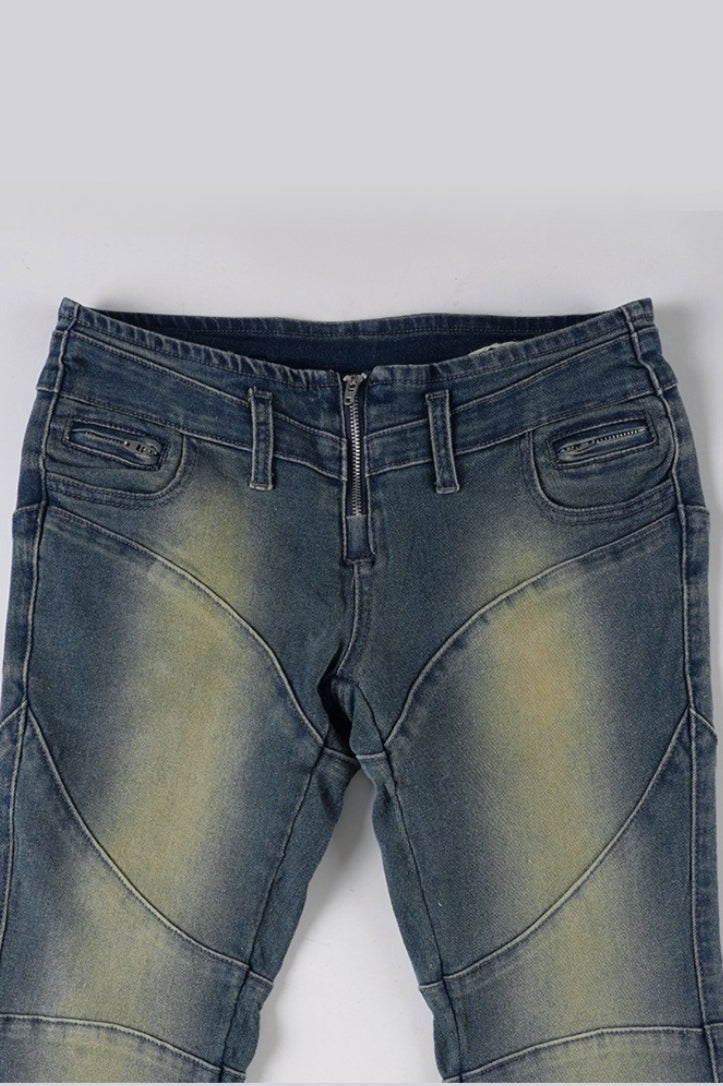 Vintage Panel Low Rise Fitted Straight Leg Jeans