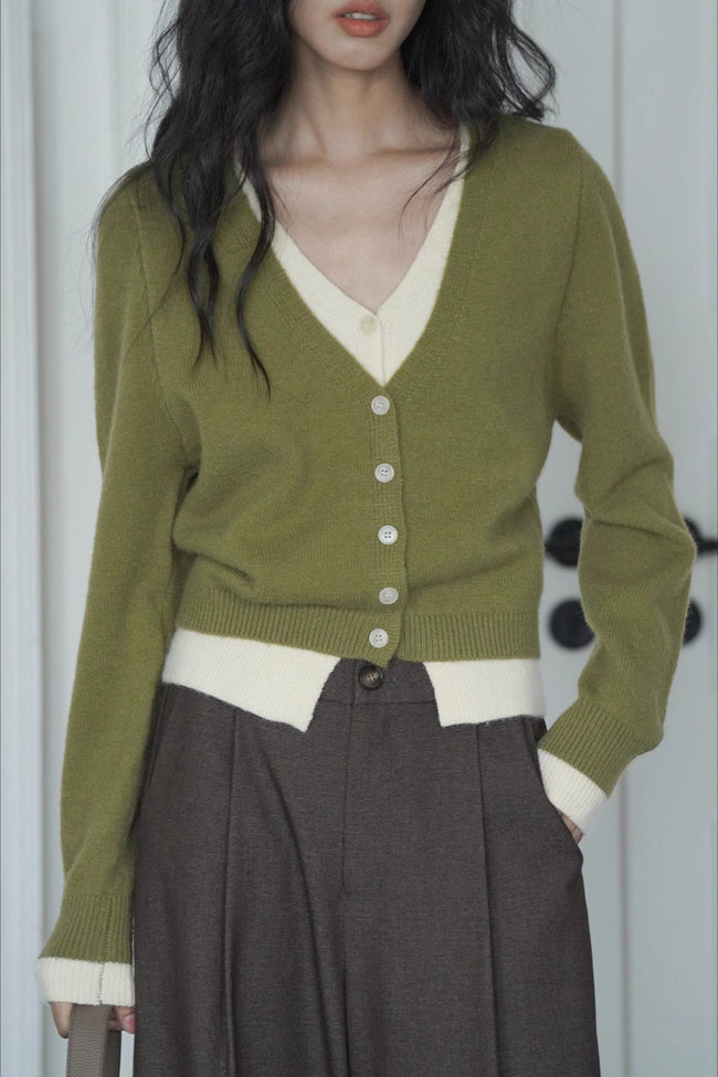 Green Two-Layer Knit Cardigan Green / One Size Main image