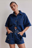 Vintage Loose Shirt Denim Shorts Set