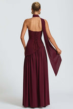 Solid Bustier High Slit Formal Dress