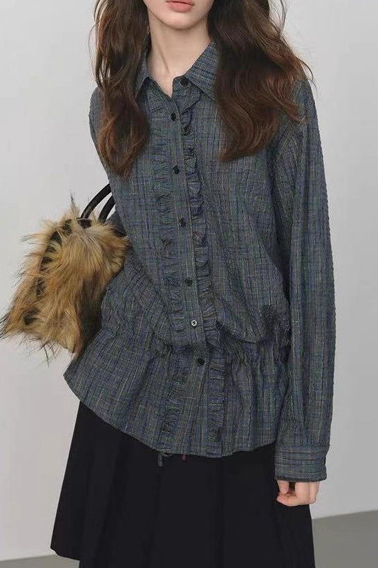 Vintage Textured Plaid Blouse Secondary image