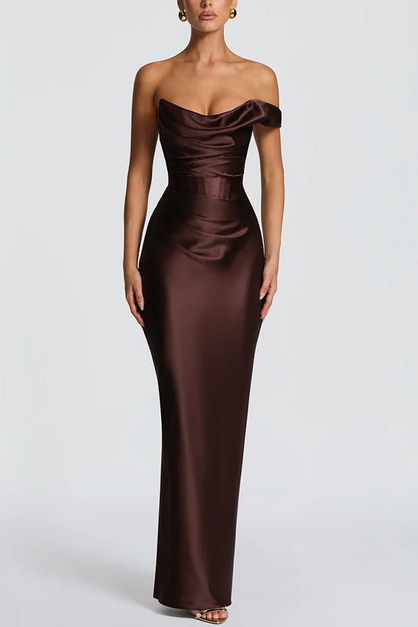 One Shoulder Satin Column Formal Dress