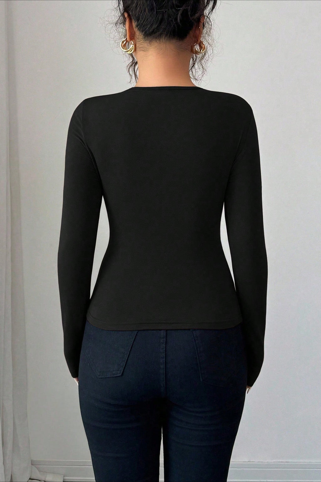 Asymmetrical Cut Out Bodycon Long Sleeve Tee