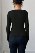 Asymmetrical Cut Out Bodycon Long Sleeve Tee