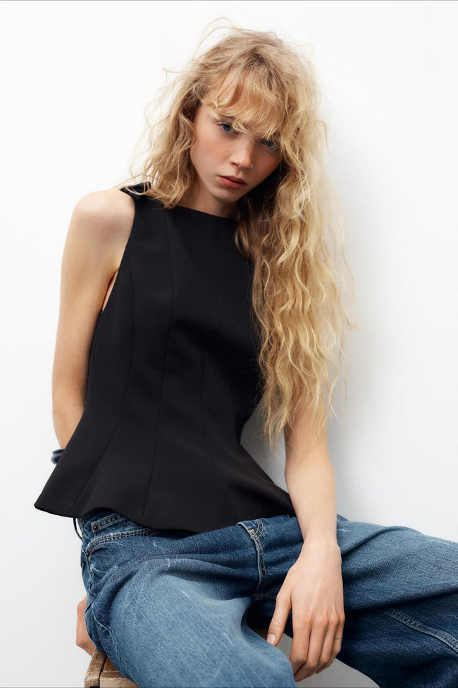 Sweet Style Bow Detailed Hem Casual Tank Top Main image
