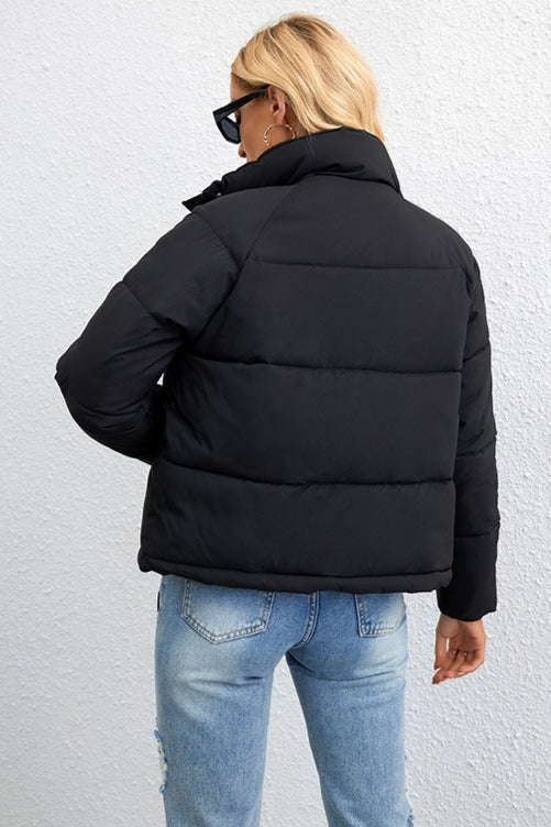 Short Stand Collar Relaxed Puffer Jacket