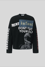 Rebel Typography Waffle Oversized Long Sleeve Tee