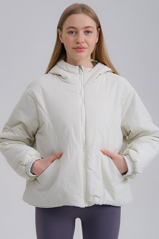 Relaxed Fit Short Puffer Jacket S / White Main image