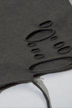 Distressed Cutout Washed Short Sleeve T-Shirt
