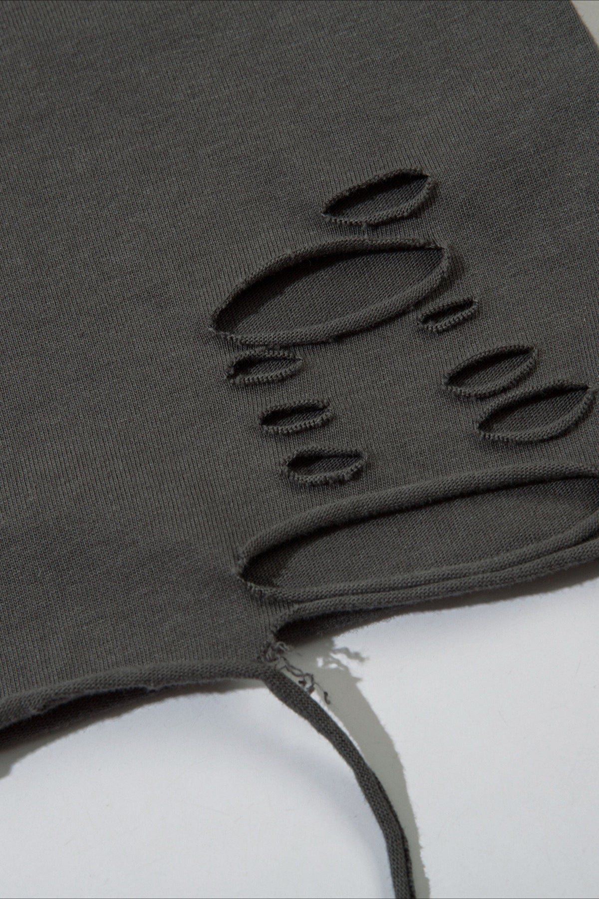 Distressed Cutout Washed Short Sleeve T-Shirt
