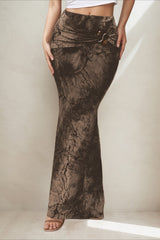 Retro Printed Chic Slim Long Skirt