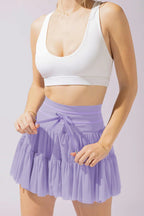 Pleated Tie High Waist Short Skirt