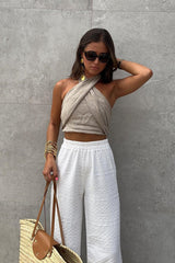 Minimalist Halter Linen Crop Top