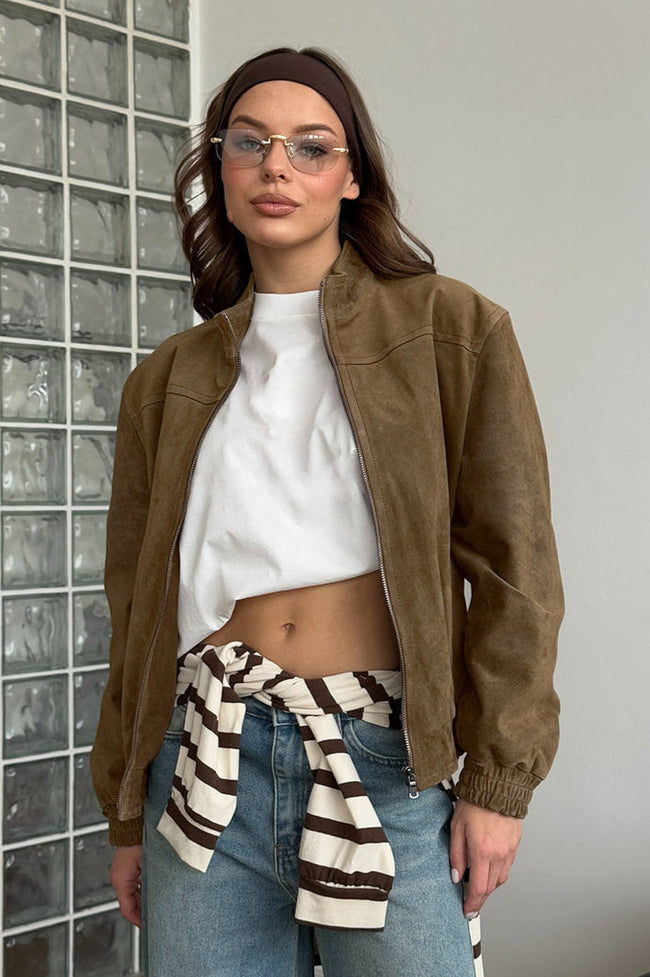 Vintage Khaki Suede Jacket Main image