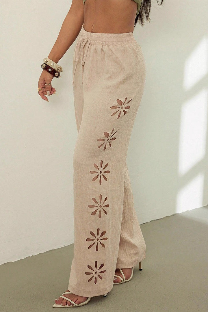 Hollow Out Straight Leg Boho Pants Main image