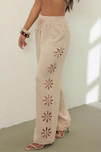 Hollow Out Straight Leg Boho Pants