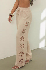 Hollow Out Straight Leg Boho Pants