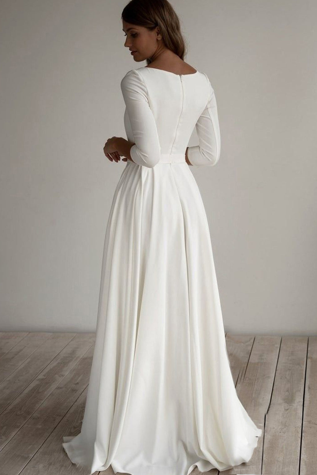 Three Quarter Sleeve Pocket Formal Dress