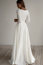 Three Quarter Sleeve Pocket Formal Dress