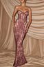 Strapless Lace Corset Column Formal Dress