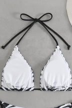 Halter Zebra Print Triangle Bikini Set