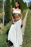 Vacation Style Solid Color Wrap Bodice Halter Skirt Set