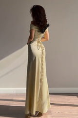 Chic Off Shoulder Bodycon Maxi Hem Prom Dress