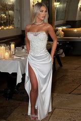 Sequin Strapless High Slit Maxi Dress