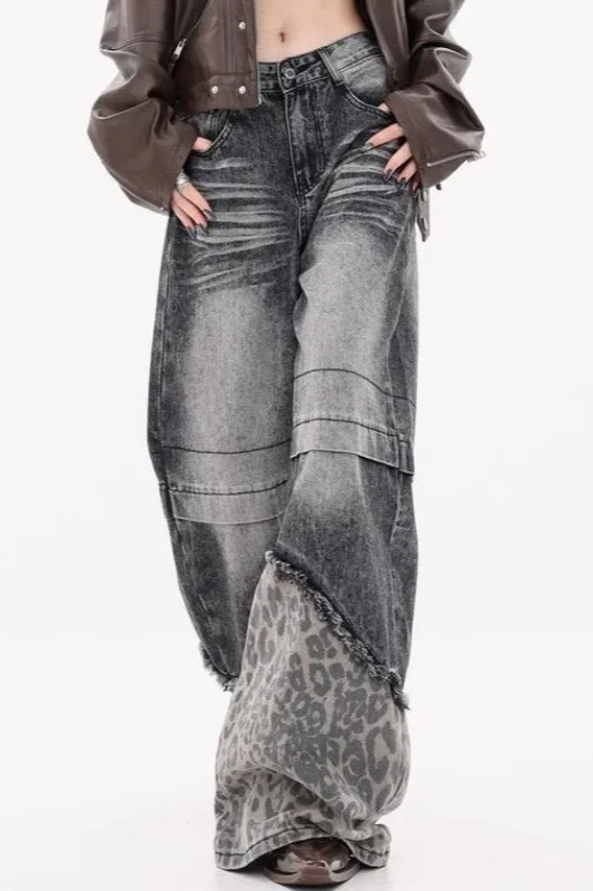 Patchwork Leopard Wide Leg Jeans Secondary image