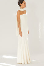 Strapless Mermaid Scarf Formal Dress