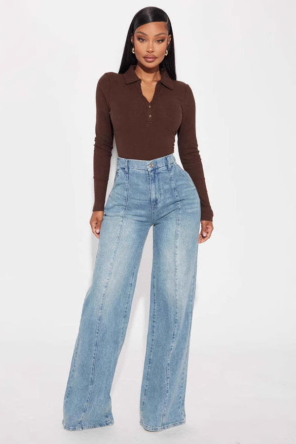 High Waist Straight Leg Jeans Blue / S Main image