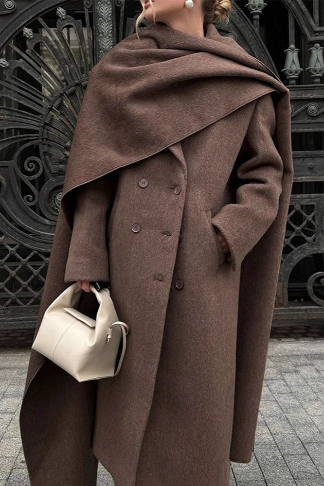 Long Line Scarf Neck Wool Style Overcoat Main image