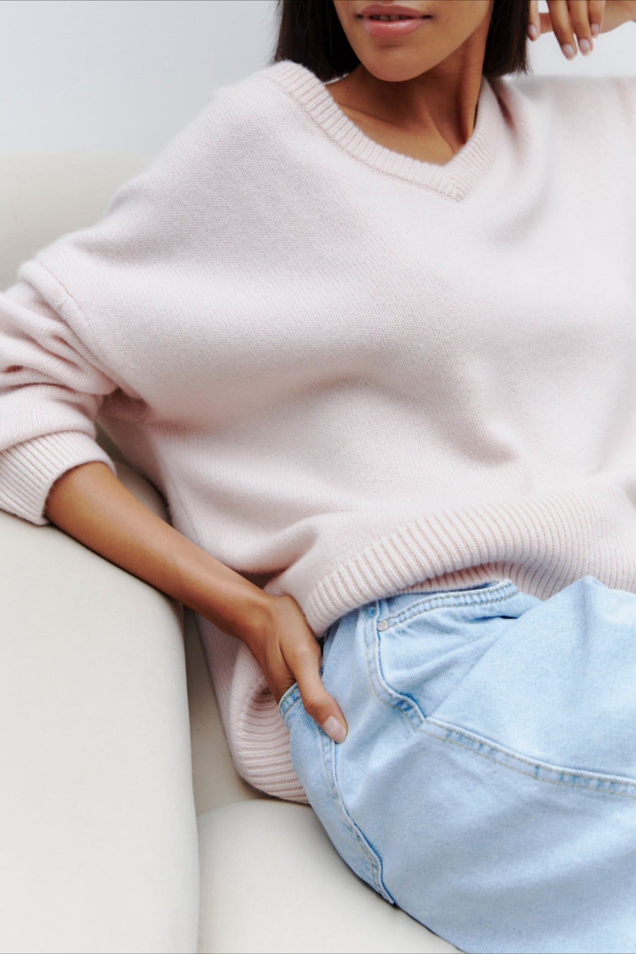 V Neck Long Sleeve Relaxed Sweater
