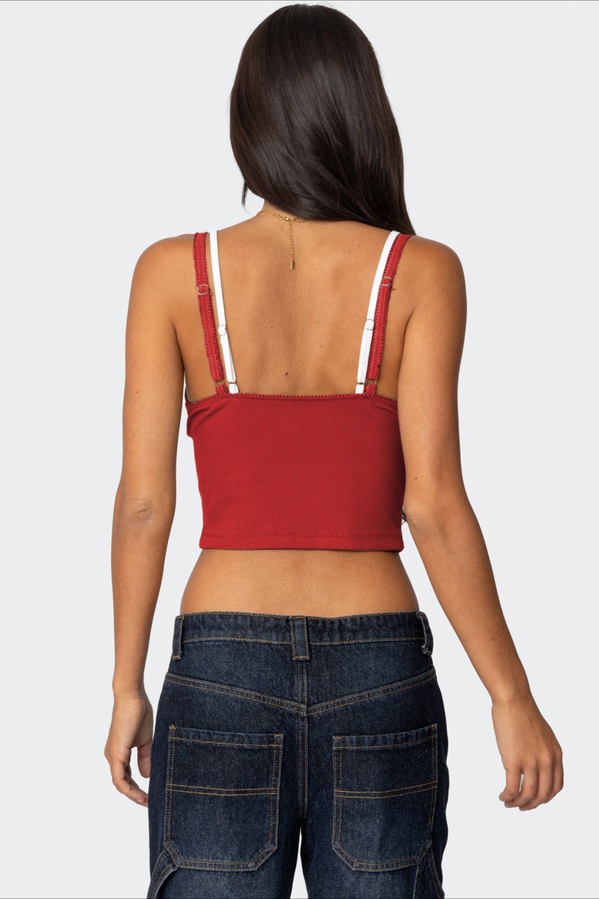 Faux Two Piece Bow Lace Sweet Crop Top Secondary image