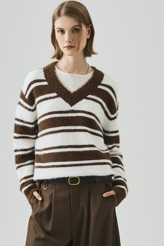 Oversized Striped V-Neck Sweater Main image