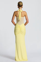 Mesh Panel Sash Maxi Dress