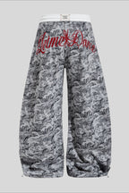 Camo Typography Wide Leg Sweatpants