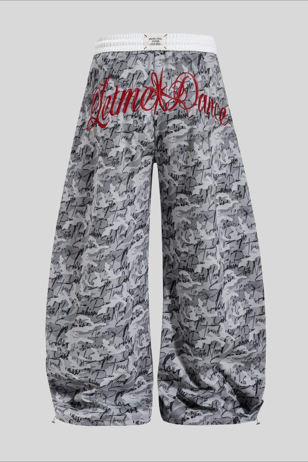 Camo Typography Wide Leg Sweatpants
