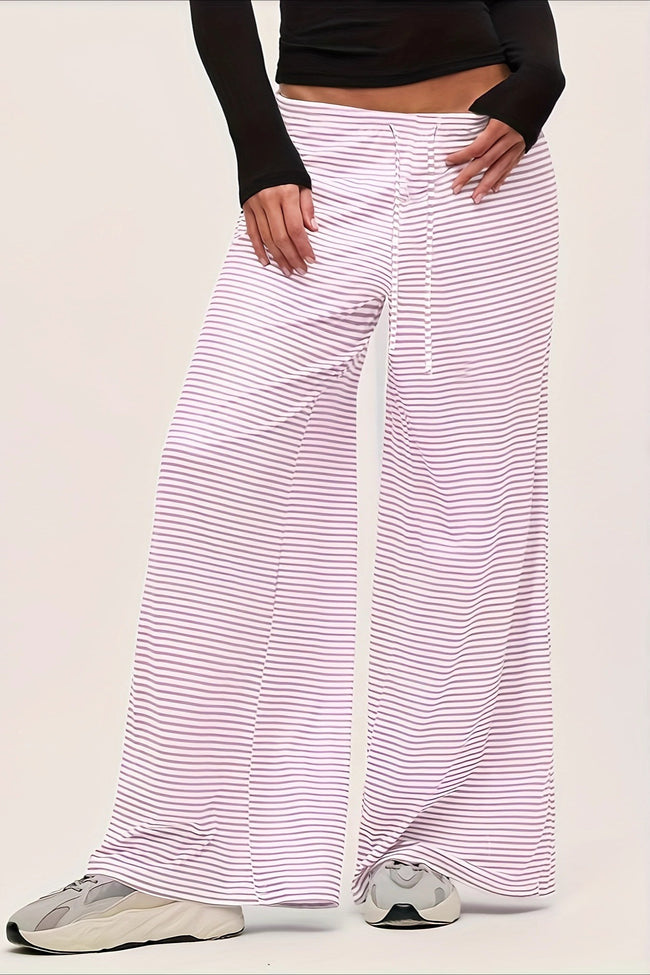 Color Block Stripe Casual Relaxed Straight Pants Main image