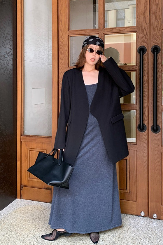 Oversized Black Casual Blazer Secondary image