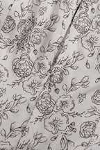 V Neck Long Sleeve High Waist A Line Floral Dress