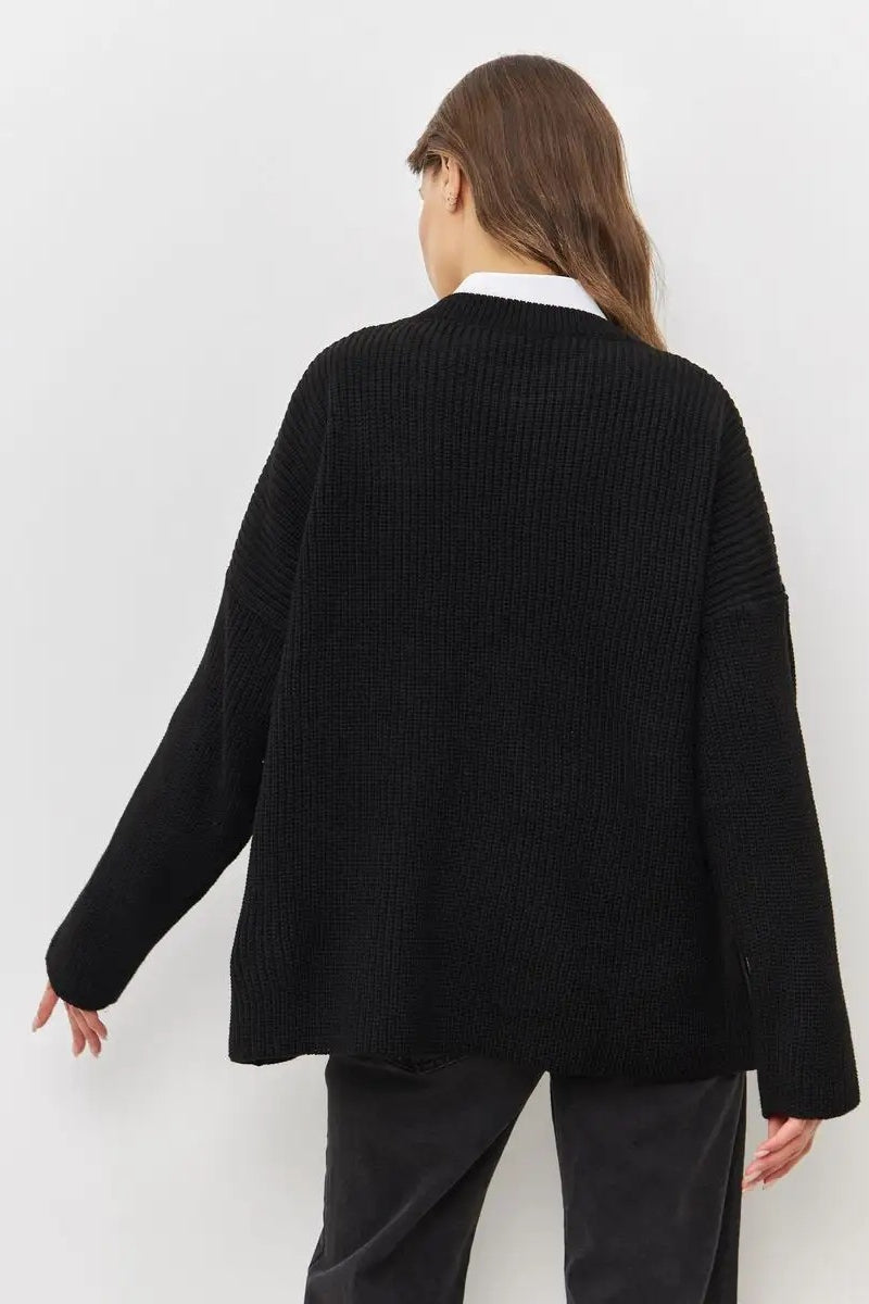 Solid Knit Crewneck Pullover Sweater Secondary image