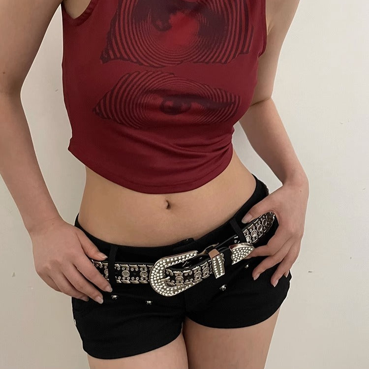 Y2K Chic Rhinestone Wide Waist Belt
